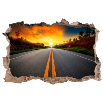 Vinilos agujero 3d atardecer en la carretera