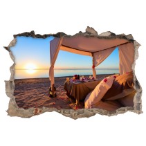 Vinilos agujero 3d cena romántica en la playa