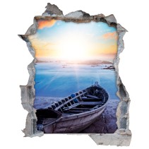 Vinilos agujero 3d playa al atardecer