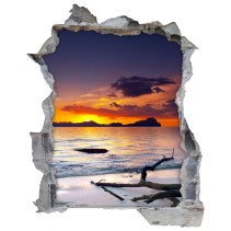 Vinilos agujero 3d atardecer en la playa