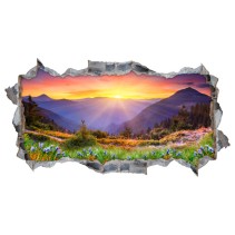 Vinilos agujeros 3d atardecer en las montañas