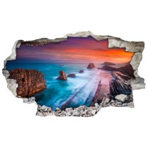 Vinilos agujero 3d atardecer en acantilados