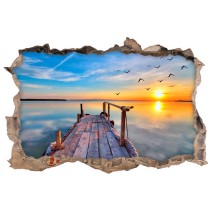Vinilos agujeros 3d puesta de sol en el lago
