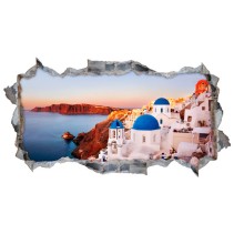 Vinilos agujero 3d paisaje santorini grecia