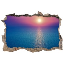 Vinilos agujeros 3d atardecer en el mar colorido