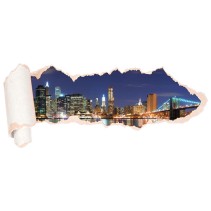 Vinilos papel rasgado 3d skyline nueva york