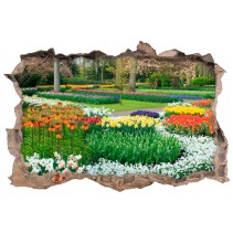 Vinilos agujero 3d jardín con flores