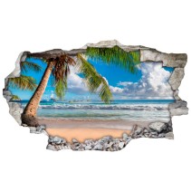 Vinilos agujero 3d palmera playa