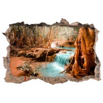 Vinilos agujero 3d cascada en el bosque
