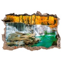 Vinilos agujeros 3d cascada en bosque frondoso