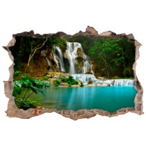 Vinilos pared 3d cascadas en medio del bosque