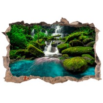 Vinilos y pegatinas agujero 3d cascadas en el bosque