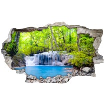 Vinilos agujero 3d cascadas en el bosque tropical