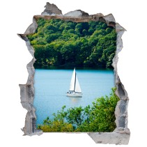 Vinilos agujero 3d velero en el lago
