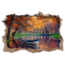 Vinilos agujero 3d bote en el lago