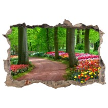 Vinilo agujero 3d camino de flores