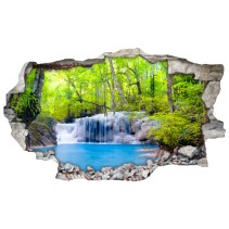 Vinilos agujero 3d cascadas en medio del bosque
