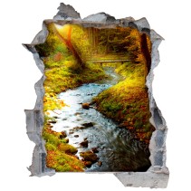 Vinilos agujero 3d arroyo en el bosque