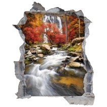 Vinilos agujero 3d cascada en otoño