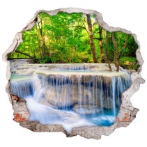 Vinilos agujeros 3d cascadas de piedras en el bosque