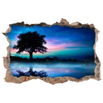Vinilos agujero 3d árbol en noche mágica