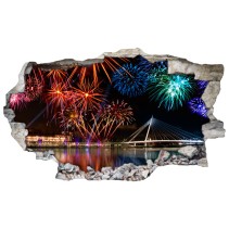 Vinilos agujero 3d fuegos artificio en el cielo