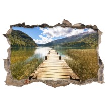 Vinilos agujero 3d muelle en el lago
