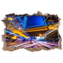 Vinilos agujero 3d ciudad hong kong luces coloridas