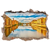 Vinilos agujero 3d paisaje río arno florencia italia