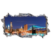 Vinilos agujero 3d skyline nueva york puente de brooklyn