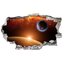 Vinilos agujero 3d planeta tierra con marte y el sol