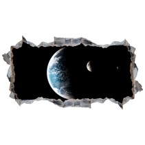 Vinilos agujero 3d planeta tierra y luna