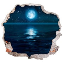 Vinilos agujero 3d luna estrellas y mar