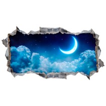 Vinilos agujero 3d vista nubes luna y estrellas