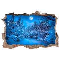 Vinilo agujero 3d luna llena montañas nevadas