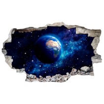 Vinilos agujero 3d planeta tierra flotando en el espacio