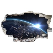 Vinilos agujero pared 3d planeta tierra en el espacio