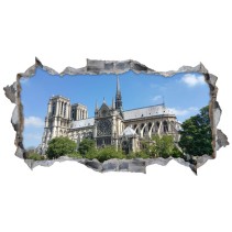 Vinilos agujero 3d panorámica catedral notre dame parís