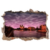 Vinilos agujero 3d catedral notre dame al atardecer