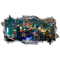 Vinilos agujero 3d panorámica bangkok de noche