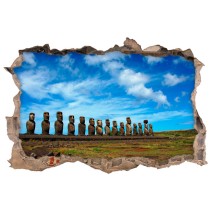 Vinilos agujero 3d moáis ahu tongariki isla de pascua chile