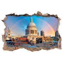 Vinilos agujero 3d catedral san pablo londres con arcoíris