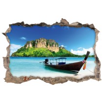 Vinilos agujero 3d bote en playa de tailandia