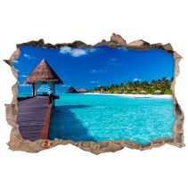 Vinilos agujero 3d isla laguna azul