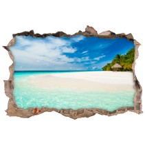 Vinilos agujero 3d paisaje paraíso tropical