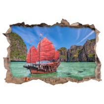 Vinilos agujero 3d  paisaje playa railay tailandia