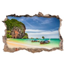 Vinilos agujero 3d  y botes en playa railay tailandia