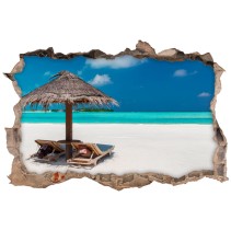 Vinilos agujeros 3d paisaje playa en las maldivas
