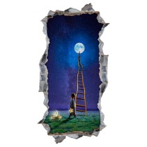 Vinilos agujero 3d infantiles escalera a la luna