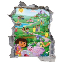 Vinilos infantiles agujero 3d dora la exploradora